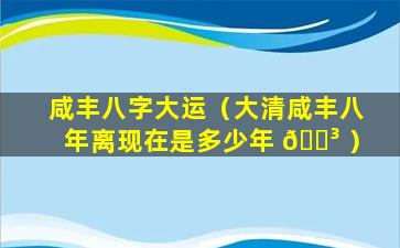 咸丰八字大运（大清咸丰八年离现在是多少年 🐳 ）